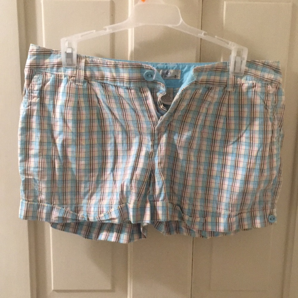 Light blue plaid shorts